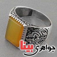 انگشتر عقیق شرف الشمس مردانه عالی _کد:18352