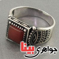 انگشتر عقیق قرمز میکروستینگ مردانه عالی _کد:18360