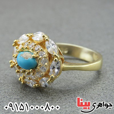 انگشتر فیروزه نیشابوری مجلسی عالی زنانه  _کد:18363