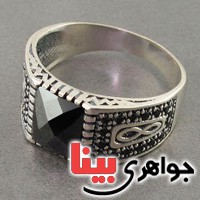 انگشتر عقیق سیاه (اونیکس) عالی میکروستینگ مردانه _کد:18368