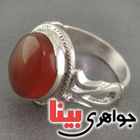 انگشتر عقیق یمنی مردانه خوشرنگ سبک قدیمی همراه با حرز