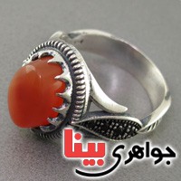 انگشتر عقیق یمنی مدل میکرو سیاه قلم زیبا  _کد:18383