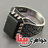 انگشتر عقیق سیاه (اونیکس) بسیار عالی میکروستینگ مردانه _کد:18386