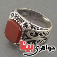 انگشتر عقیق قرمز مدل میکرو بسیار عالی مردانه _کد:18388