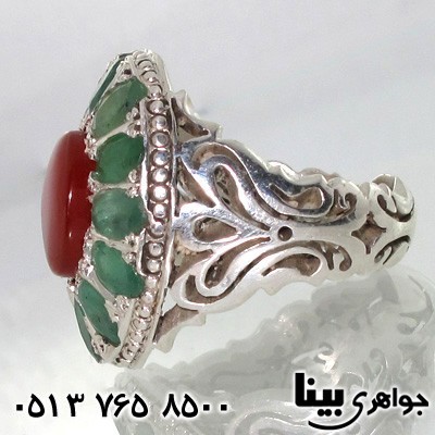 انگشتر چند جواهر دور زمرد و عقیق یمنی انگشتر چند جواهر دور زمرد و عقیق یمنی