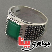 انگشتر عقیق سبز بسیار عالی میکروستینگ مردانه _کد:18394