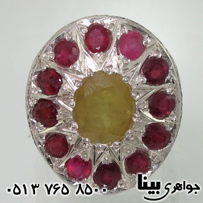 انگشتر یاقوت سرخ و یاقوت زرد انگشتر یاقوت سرخ و یاقوت زرد