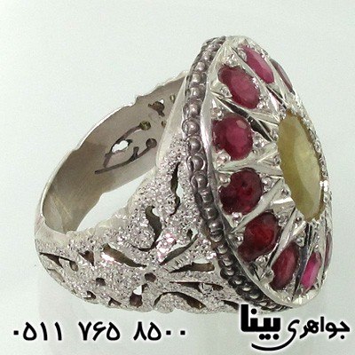 انگشتر یاقوت سرخ و یاقوت زرد انگشتر یاقوت سرخ و یاقوت زرد