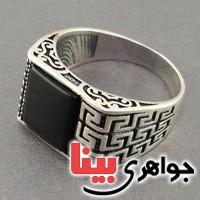 انگشتر عقیق سیاه (اونیکس) مدل میکروستینگ مردانه _کد:18408