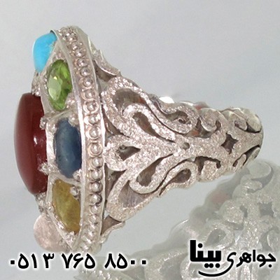 انگشتر چند جواهر 9 نگین عقیق یمنی انگشتر چند جواهر 9 نگین عقیق یمنی