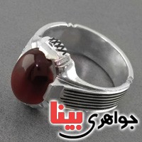 انگشتر عقیق خراسانی ناب بسیار عالی خوشرنگ سبک قدیمی_کد:18415