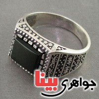 انگشتر عقیق سیاه (اونیکس) میکروستینگ مردانه _کد:18423