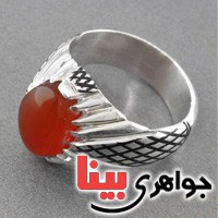 انگشتر عقیق یمنی بسیارعالی خوشرنگ مردانه سبک قدیمی _کد:18425