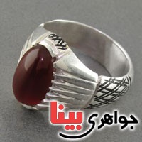 انگشتر عقیق خراسانی ناب بسیار عالی خوشرنگ سبک قدیمی _کد:18429