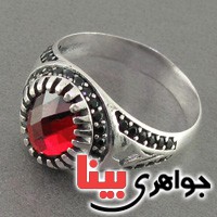 انگشتر یاقوت گارنت خوشرنگ میکروستینگ مردانه _کد:18432
