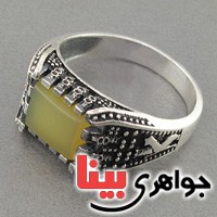 انگشتر عقیق شرف الشمس میکروستینگ عالی مردانه _کد:18433