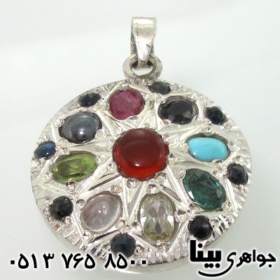 گردنبند چند جواهر 9 نگین دور یاقوت کبود عقیق یمنی