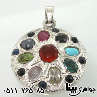 گردنبند چند جواهر 9 نگین دور یاقوت کبود عقیق یمنی
