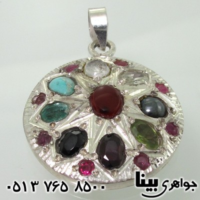 گردنبند چند جواهر 9 نگین دور یاقوت سرخ عقیق یمنی