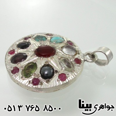 گردنبند چند جواهر 9 نگین دور یاقوت سرخ عقیق یمنی