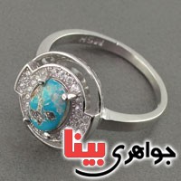 انگشتر فیروزه نیشابوری رودیوم زنانه مجلسی _کد:18454