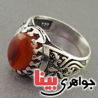 انگشتر عقیق یمنی خوشرنگ مردانه سیاه قلم میکرو _کد:18462