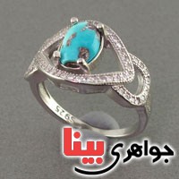 انگشتر فیروزه نیشابور رودیوم مجلسی زنانه انگشتر فیروزه نیشابور رودیوم مجلسی زنانه