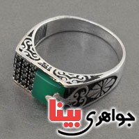 انگشتر عقیق سبز میکروستینگ خوشرنگ مردانه _کد:18475