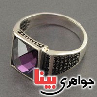 انگشتر نقره میکروستینگ طرح آمتیست مردانه _کد:18477