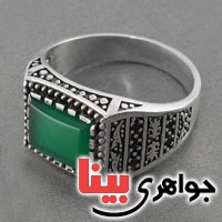 انگشتر عقیق سبز میکروستینگ مردانه بسیار عالی _کد:18480