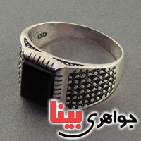 انگشتر عقیق سیاه (اونیکس) میکروستینگ بسیار عالی مردانه _کد:18488