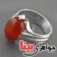 انگشتر عقیق یمنی مردانه بسیار عالی خوشرنگ _کد:18489