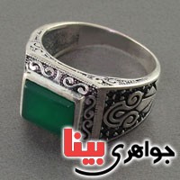 انگشتر عقیق سبز مردانه میکروستینگ بسیار عالی