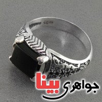 انگشتر عقیق سیاه (اونیکس) میکروستینگ مردانه بسیار عالی _کد:18505
