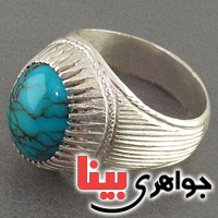 انگشتر فیروزه مصری بسیار خوشرنگ و موزه ای مردانه _کد:2774