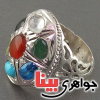 انگشتر چند جواهر هفت نگین درشت فاخر مردانه _کد:2778
