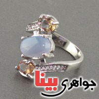 انگشتر چند جواهر عقیق یمنی کبود و الکساندریت زنانه ناب  _کد:18564