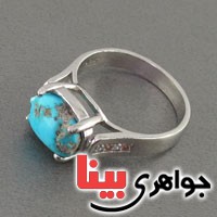 انگشتر فیروزه نیشابوری رودیوم زنانه عالی _کد:18575