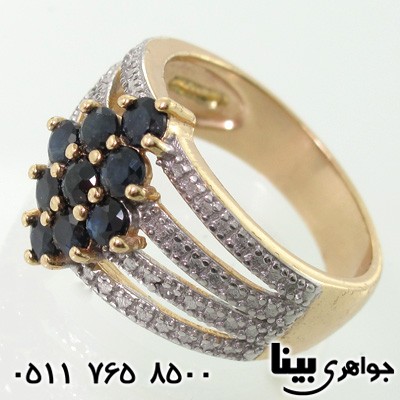 انگشتر یاقوت کبود 9 نگین یاقوت