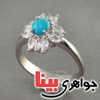 انگشتر فیروزه نیشابوری پرنسس رودیوم زنانه _کد:18585