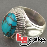 انگشتر فیروزه مصری بسیار خوشرنگ موزه ای مردانه _کد:2781