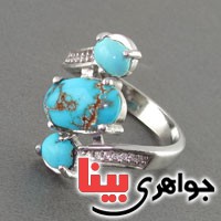 انگشتر فیروزه نیشابور زیبا و بسیار عالی رودیوم زنانه _کد:18607