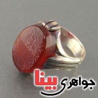انگشتر عقیق یمنی خوشرنگ مردانه با حکاکی و ان یکاد _کد:18608