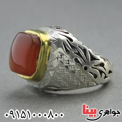 انگشتر عقیق یمنی درشت فاخر مردانه خوش رنگ _کد:2784