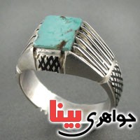 انگشتر فیروزه نیشابوری شجری دست ساز مردانه _کد:18617