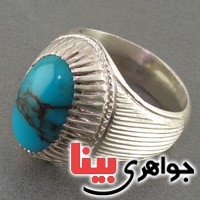 انگشتر فیروزه مصری خوشرنگ موزه ای درشت مردانه _کد:2785