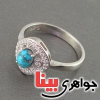 انگشتر فیروزه نیشابوری بسیار عالی رودیوم زنانه _کد:18623