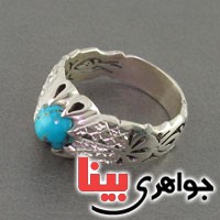 انگشتر فیروزه نیشابوری شجری مردانه بسیارعالی _کد:18625