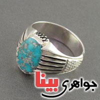 انگشتر فیروزه نیشابوری شجری بسیار عالی  قدیمی مردانه _کد:18645