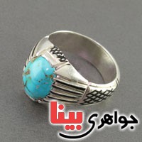 انگشتر فیروزه نیشابوری شجری بسیار عالی مردانه